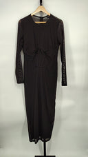 Bardot Women Sensei Mesh Midi Dress Basic Sleeved Black XL