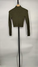 Olivia Women Senaida Cropped Mock Neck Pullover Sleeved Top Green XS