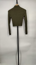 Olivia Women Senaida Cropped Mock Neck Pullover Sleeved Top Green XS