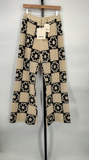 Sandro Women Crochet Knit Trousers Pants Beige / Black 36