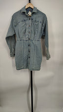 Free People Women's Amber Denim Dress Powder Blue Basic Sleeved US 2