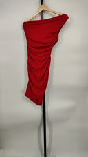 Susana Monaco Women One Shoulder Dress Basic Sleeved Red XS