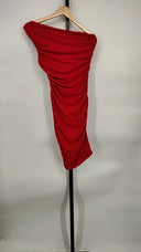 Susana Monaco Women One Shoulder Dress Basic Sleeved Red XS
