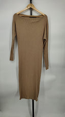 Enza Costa Women Knit Slouch Dress Basic Sleeved Brown XS