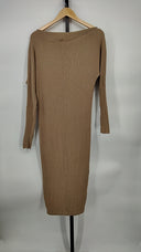 Enza Costa Women Knit Slouch Dress Basic Sleeved Brown XS
