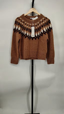 Veronica Beard Women Anne Fairisle Pullover Sleeved Top Brown S