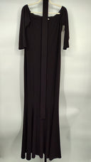 Norma Kamali Women Off The Shoulder Fishtail Gown Basic Sleeved Dress Black L