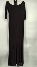 Norma Kamali Women Off The Shoulder Fishtail Gown Basic Sleeved Dress Black L