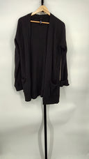 Bobi Women Pocket Cardigan Sleeved Top Black M