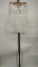 For Love & Lemons Women X Revolve Mini Bustier Dress Basic Sleeved White S