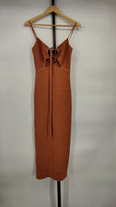 House Of Harlow 1960 X Revolve Karena O Ring Halter Tie Midi Dress Orange L