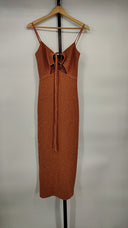 House Of Harlow 1960 X Revolve Karena O Ring Halter Tie Midi Dress Orange L