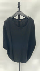 Quince Womens Lightweight Cotton Cashmere Link-Stitch Dolman Sweater Black XL