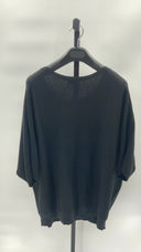 Quince Womens Lightweight Cotton Cashmere Link-Stitch Dolman Sweater Black XL