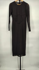 Bardot Women Sensei Mesh Midi Dress Basic Sleeved Black M