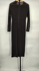 Bardot Women Sensei Mesh Midi Dress Basic Sleeved Black M