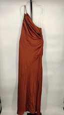 Shona Joy Women Luxe Asymmetrical Gathered Maxi Dress Basic Sleeved Brown 8