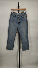 Agolde Women Riley High Rise Straight Crop Jeans Blue 29