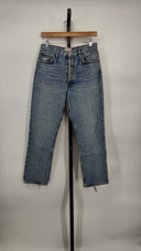 Agolde Women Riley High Rise Straight Crop Jeans Blue 29