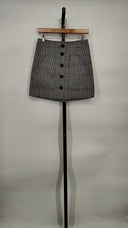 Veronica Beard Fisher Checked Linen And Cotton-Blend Mini Skirt White XS