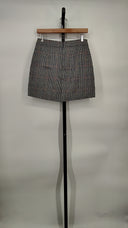 Veronica Beard Fisher Checked Linen And Cotton-Blend Mini Skirt White XS
