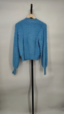 Minkpink Women Aria Fluffy Knit Sleeved Top Blue M