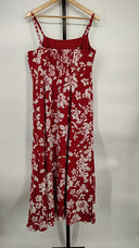 Madewell Women's Square-Neck Tank Dress Exploded Red Floral Basic Sleeved 14