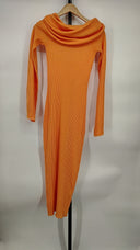 Ser.O.Ya Women Tallulah Midi Dress Basic Sleeved Orange S