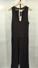 Quince Womens French Terry Modal Jumpsuit Black Sleeved M