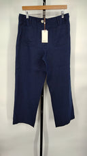 Quince Womens 100% European Linen Patch Pocket Wide Leg Pants - 28" Deep Navy 8