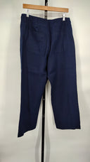 Quince Womens 100% European Linen Patch Pocket Wide Leg Pants - 28" Deep Navy 8