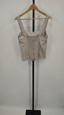 Quince 100% European Linen Fitted Tank Flax Sleeveless Top L