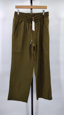 Quince Womens 100% European Linen Wide Leg Pants - 30" Martini Olive L