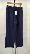 Quince Womens 100% European Linen Wide Leg Pants - 30" Deep Navy L