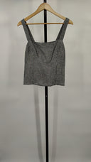 Quince 100% European Linen Fitted Tank Classic Mini Gingham Sleeveless Top M