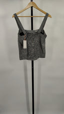 Quince 100% European Linen Fitted Tank Classic Mini Gingham Sleeveless Top M