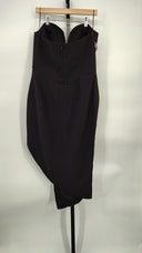 Amanda Uprichard Women Soiree Rhinestone Midi Dress Basic Sleeved Black XL