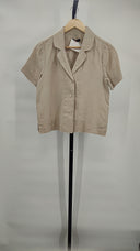 Quince Women's 100% European Linen Short Sleeve Shirt Driftwood Sleeved Top XS