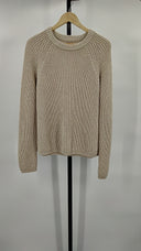 Quince 100% Organic Cotton Fisherman Crew Sweater Speckled Beige Sleeved Top M