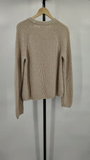 Quince 100% Organic Cotton Fisherman Crew Sweater Speckled Beige Sleeved Top M