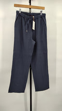 Quince Womens 100% Organic Cotton Gauze Straight Leg Pants Indigo Blue XS