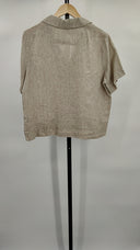Quince Women's 100% European Linen Short Sleeve Shirt Flax Sleeved Top M