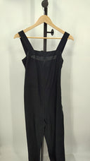 Quince Womens 100% European Linen Square Neck Jumpsuit Black Sleeved S