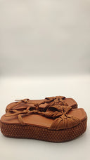Ulla Johnson Women Shayna Macrame Braided Flatform Shoes Brown 38.5
