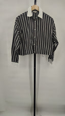 Moon River Women Boxy Button Up Shirt Sleeved Top Gray XS
