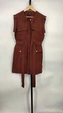 J.Crew Women Tie-Waist Mini Dress Basic Sleeved Brown 8