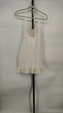 Guizio Women Crochet Halter Mini Dress Basic Sleeved White XL