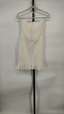 Guizio Women Crochet Halter Mini Dress Basic Sleeved White XL