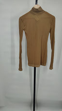 Acne Studios Women's High Neck Seamless Top Camel Brown Sleeved M