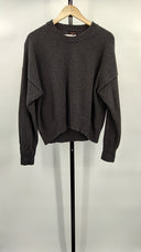 Quince Women's 100% Organic Cotton Boyfriend Crew Sweater Charcoal Sleeved Top M